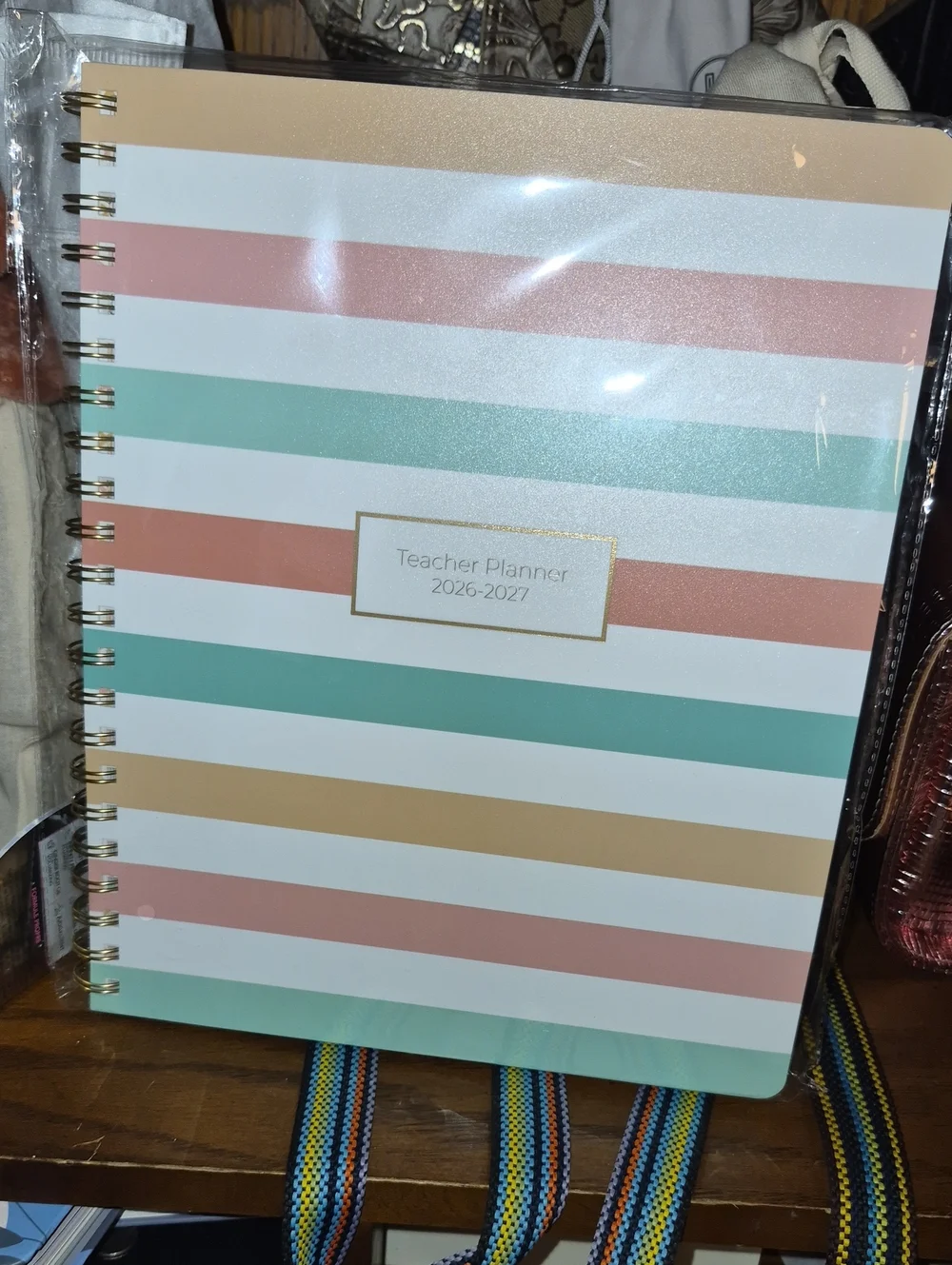 Teacher Planner 2026-2027 - Pastel Striped Spiral Notebook Nwt